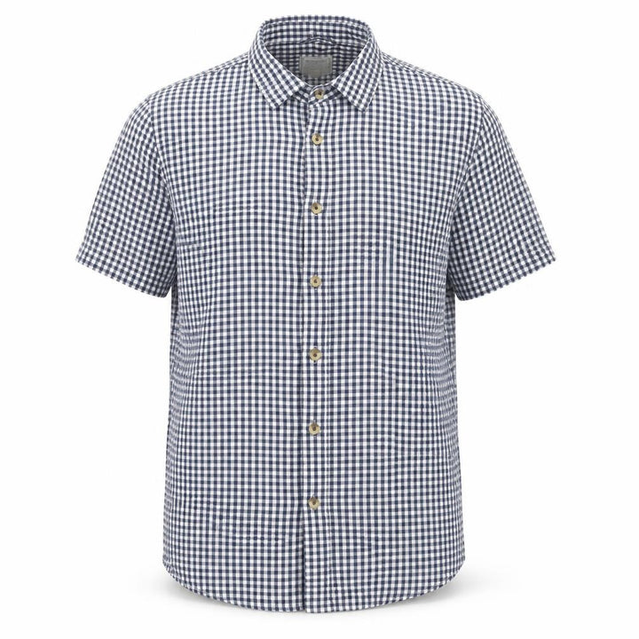 Mountain Warehouse Men's Blue Check Cotton Short Sleeve Shirt L