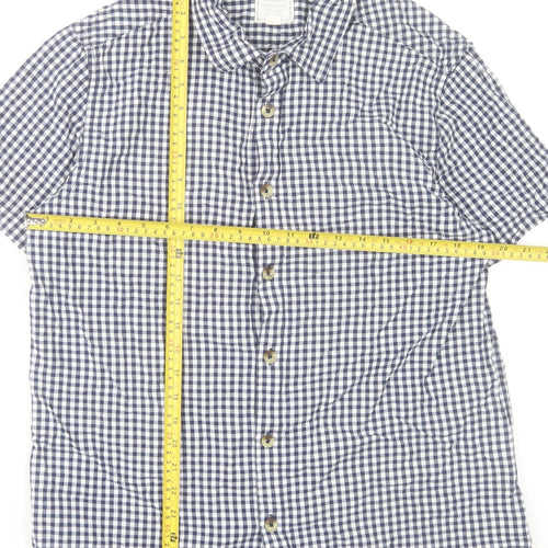 Mountain Warehouse Men's Blue Check Cotton Short Sleeve Shirt L