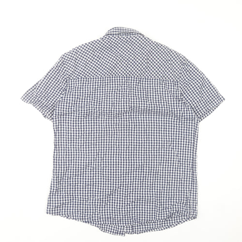 Mountain Warehouse Men's Blue Check Cotton Short Sleeve Shirt L