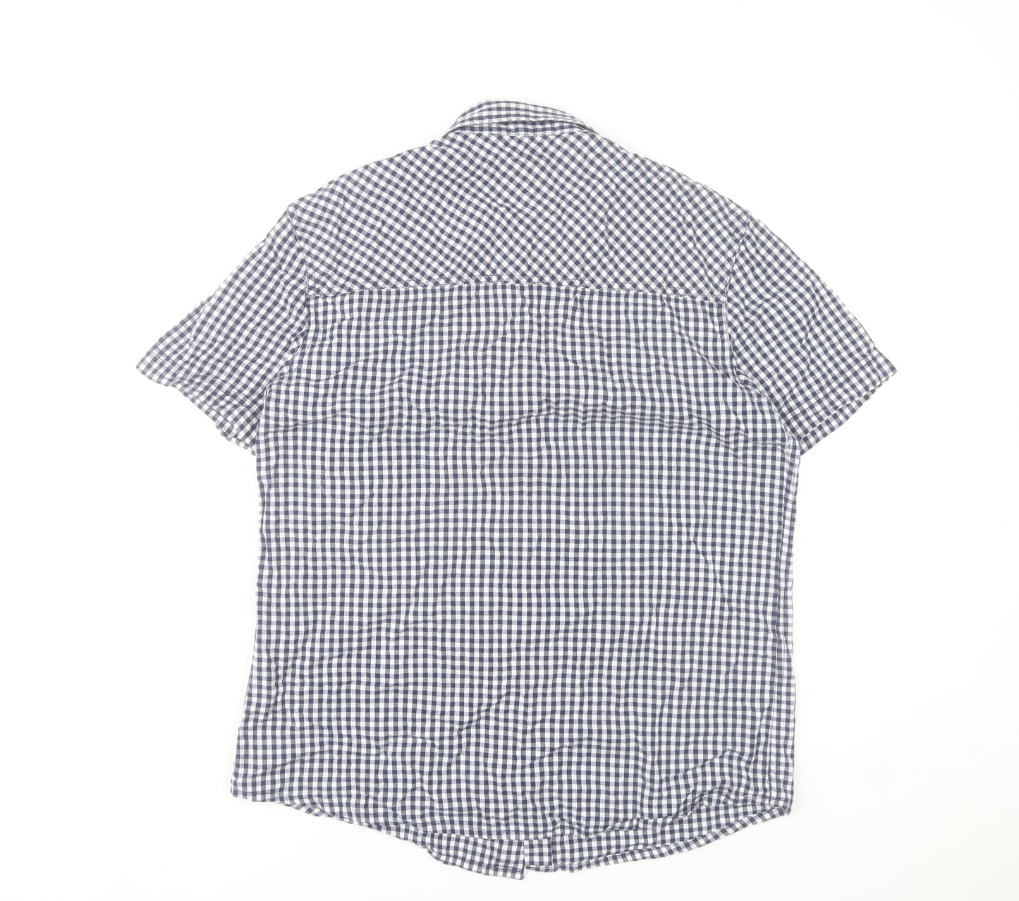 Mountain Warehouse Men's Blue Check Cotton Short Sleeve Shirt L