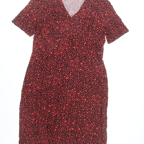 Nobody's Child Women Black Red Heart Print Viscose Shift Dress UK 20