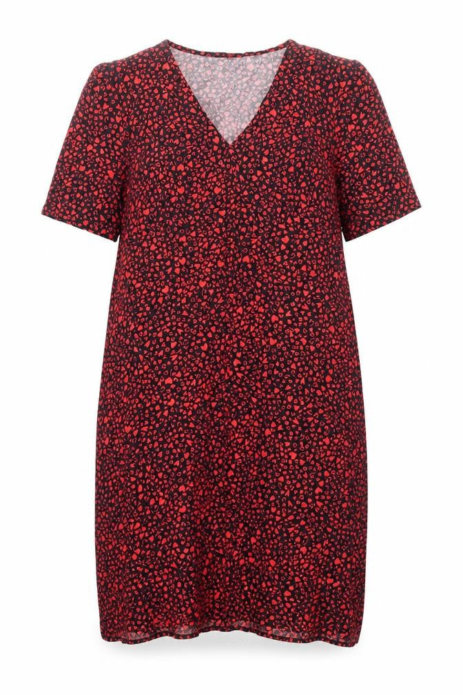 Nobody's Child Women Black Red Heart Print Viscose Shift Dress UK 20