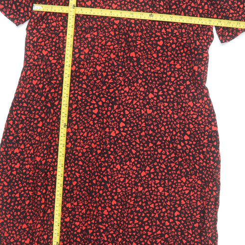 Nobody's Child Women Black Red Heart Print Viscose Shift Dress UK 20