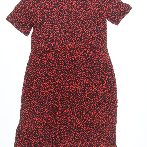 Nobody's Child Women Black Red Heart Print Viscose Shift Dress UK 20