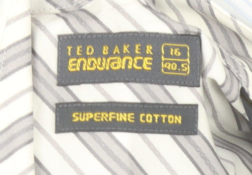 Ted Baker Men’s Blue Striped Cotton Dress Shirt Size 16