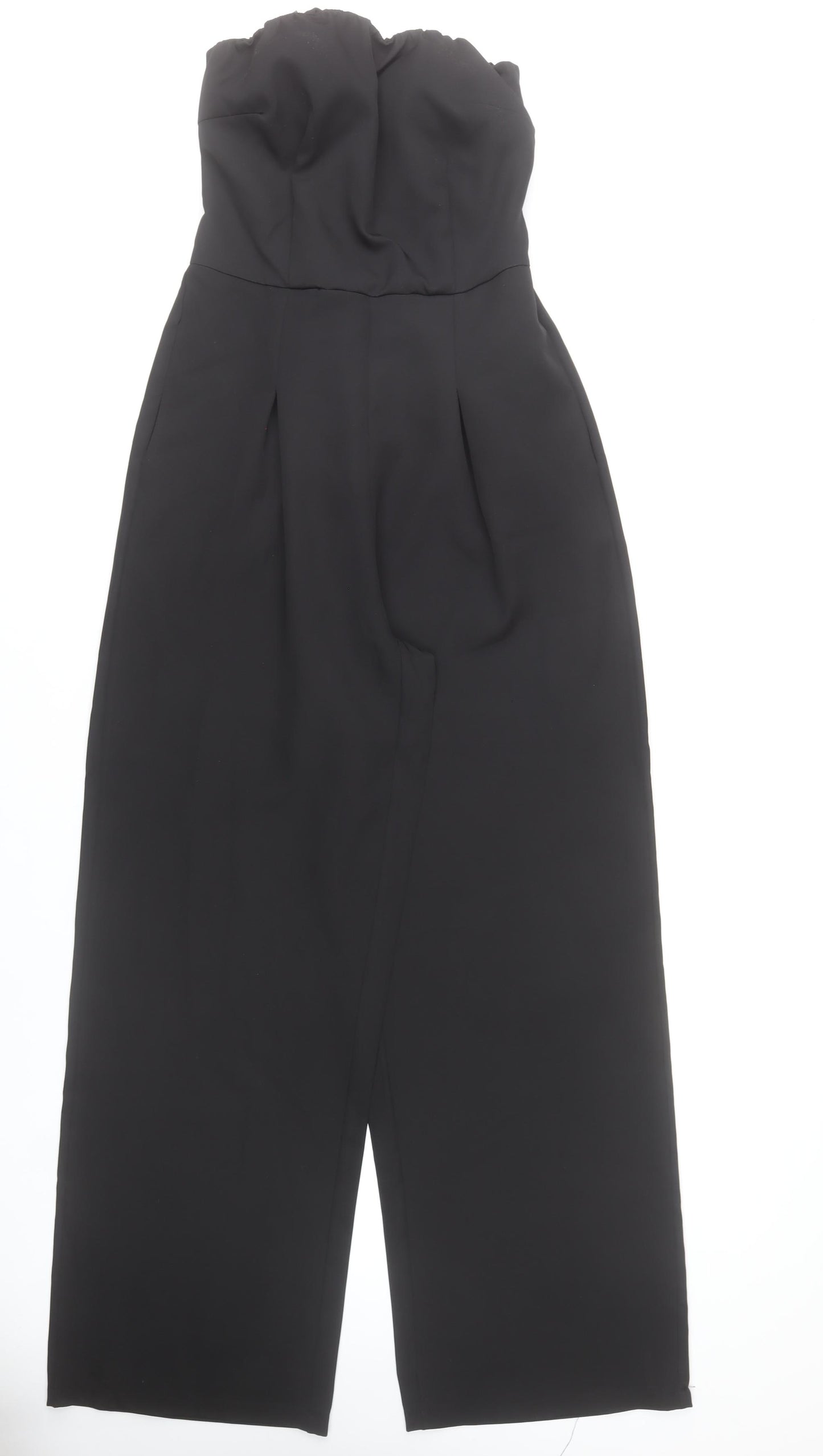 Boohoo Womens Black Strapless Wide-Leg Jumpsuit UK 12