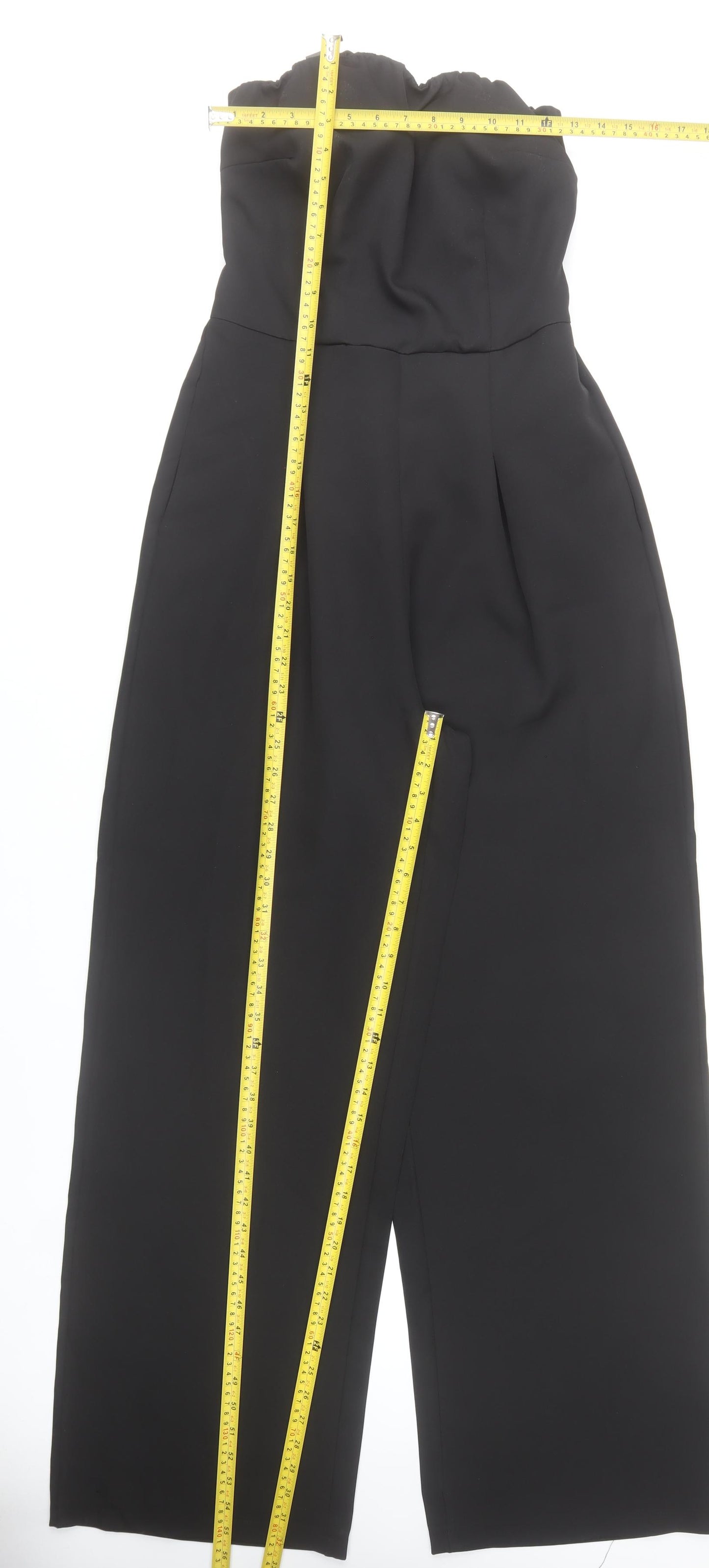 Boohoo Womens Black Strapless Wide-Leg Jumpsuit UK 12