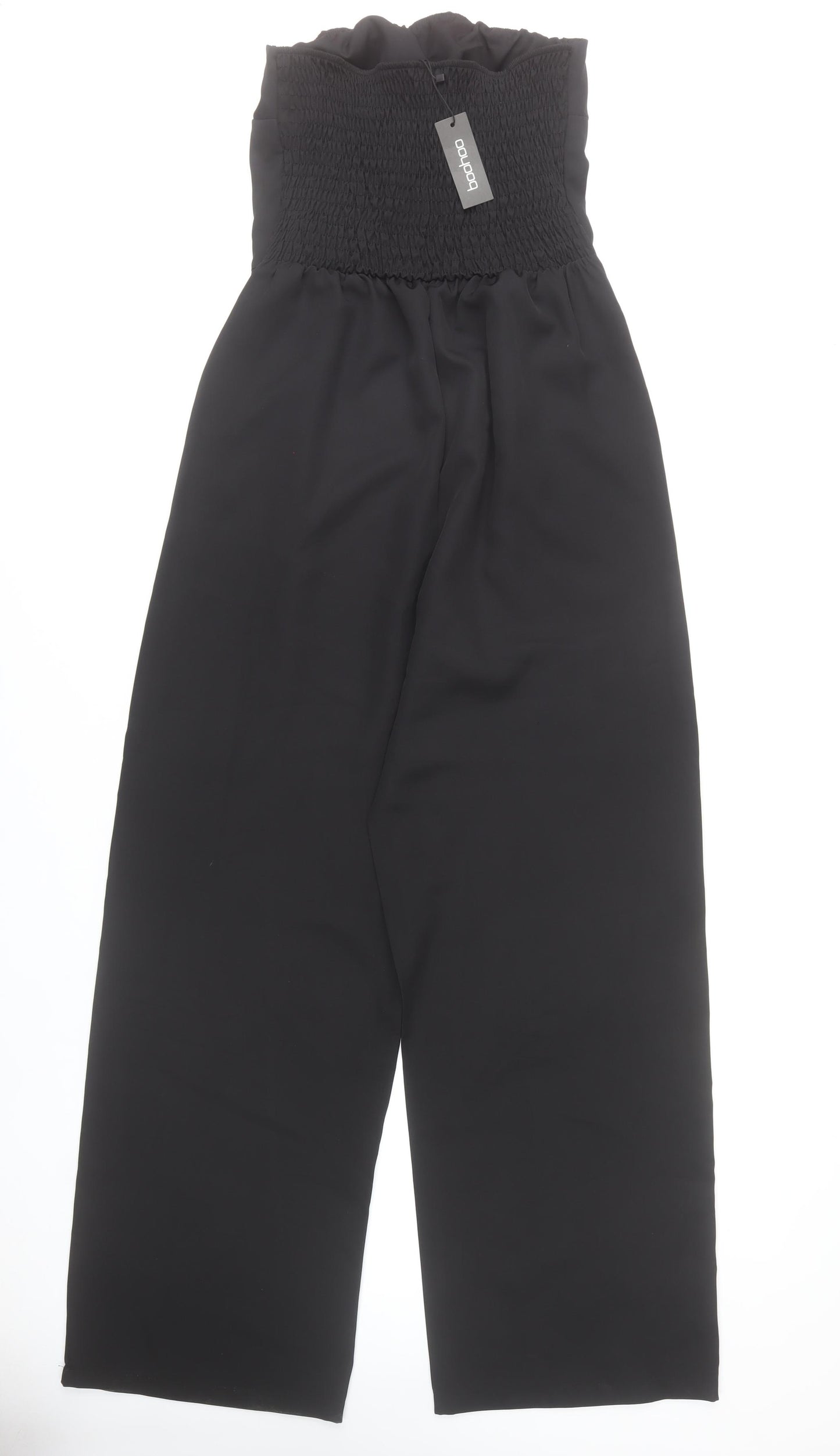 Boohoo Womens Black Strapless Wide-Leg Jumpsuit UK 12