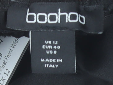 Boohoo Womens Black Strapless Wide-Leg Jumpsuit UK 12