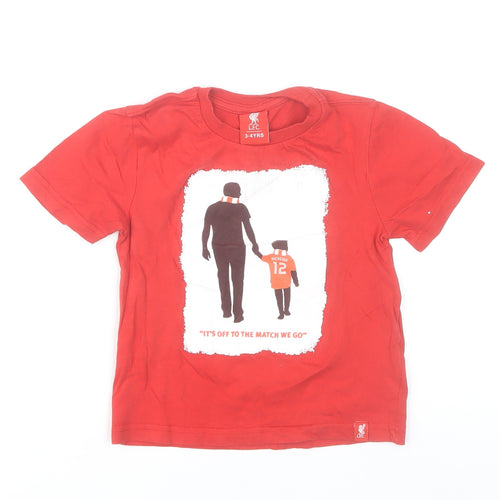 LFC Boys Red Football Graphic T-Shirt 3-4 Years Crew Neck Short Sleeve