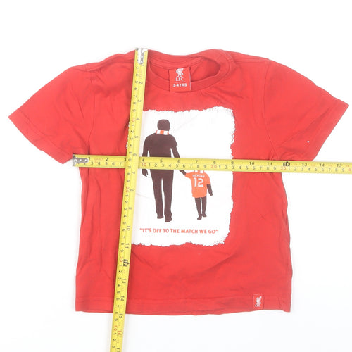 LFC Boys Red Football Graphic T-Shirt 3-4 Years Crew Neck Short Sleeve