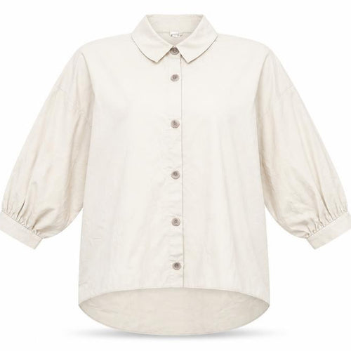 River Island Women’s Beige Button-Up Shirt M Cotton Blend