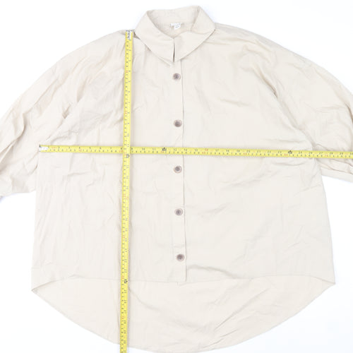 River Island Women’s Beige Button-Up Shirt M Cotton Blend