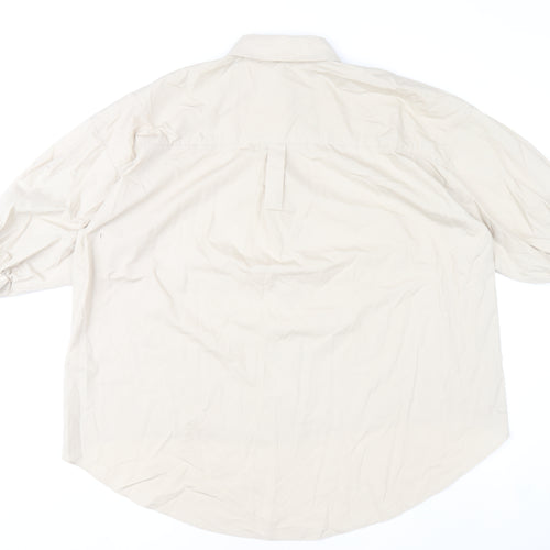 River Island Women’s Beige Button-Up Shirt M Cotton Blend