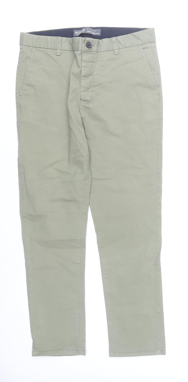Denim Co. Men's Green Slim Fit Chino Trousers W32 L30
