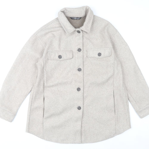Dunnes Stores Womens Beige Poly Jacket Size 12 Collared Casual