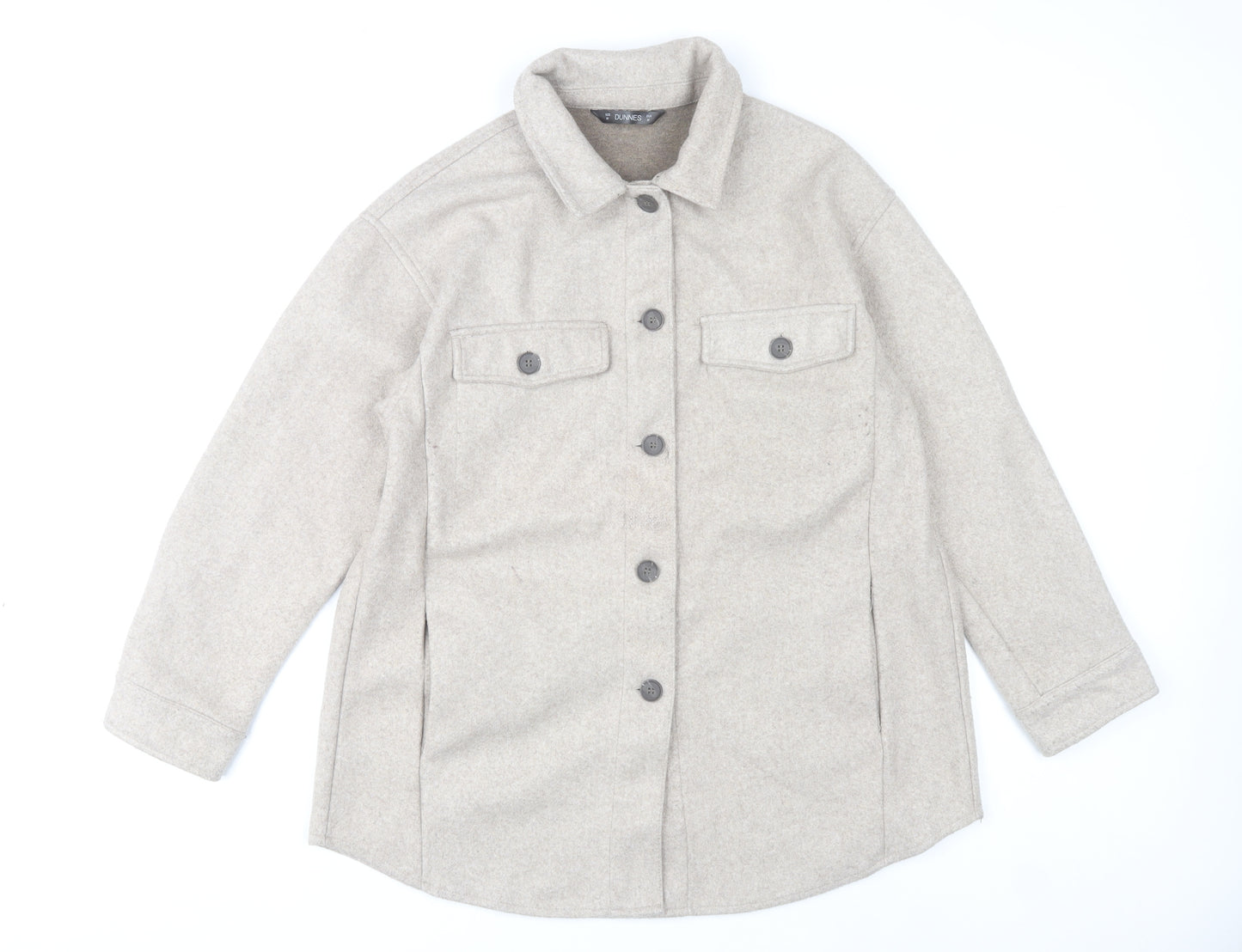 Dunnes Stores Womens Beige Poly Jacket Size 12 Collared Casual
