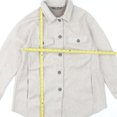 Dunnes Stores Womens Beige Poly Jacket Size 12 Collared Casual