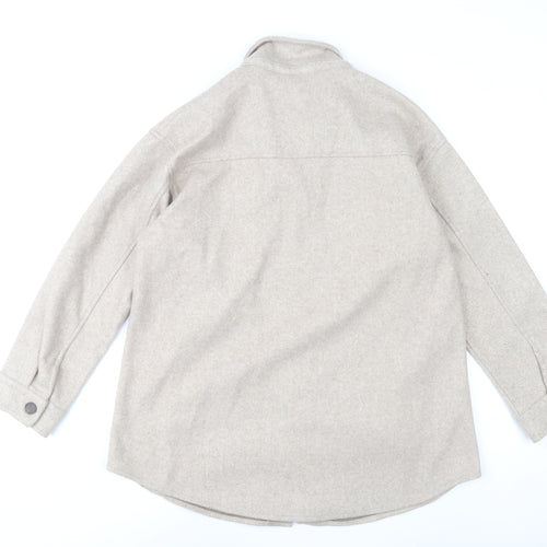 Dunnes Stores Womens Beige Poly Jacket Size 12 Collared Casual
