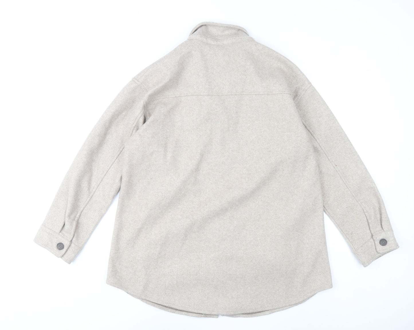 Dunnes Stores Womens Beige Poly Jacket Size 12 Collared Casual