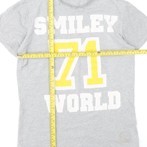 SmileyWorld Womens Grey XS Graphic T-Shirt Short Sleeve Cotton Blend