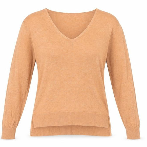Selected Femme Women’s Brown V-Neck Pullover Jumper M Linen Blend