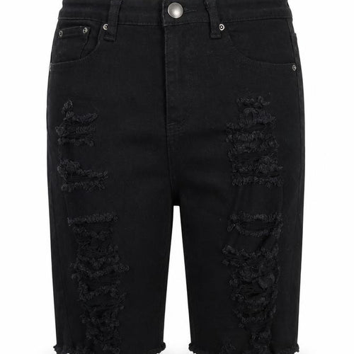 PrettyLittleThing Women Black Size 10 Distressed Denim Bermuda Shorts