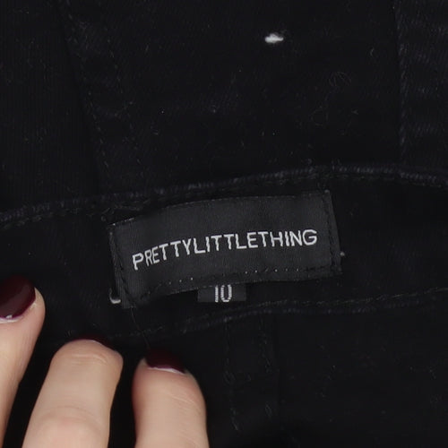 PrettyLittleThing Women Black Size 10 Distressed Denim Bermuda Shorts