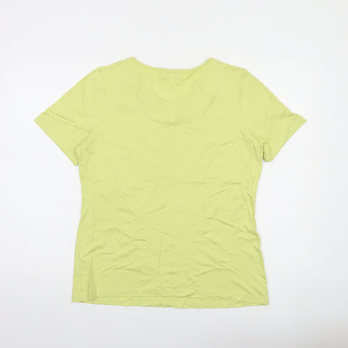 Dunnes Stores Womens Green Beaded Scoop Neck T-Shirt UK 14
