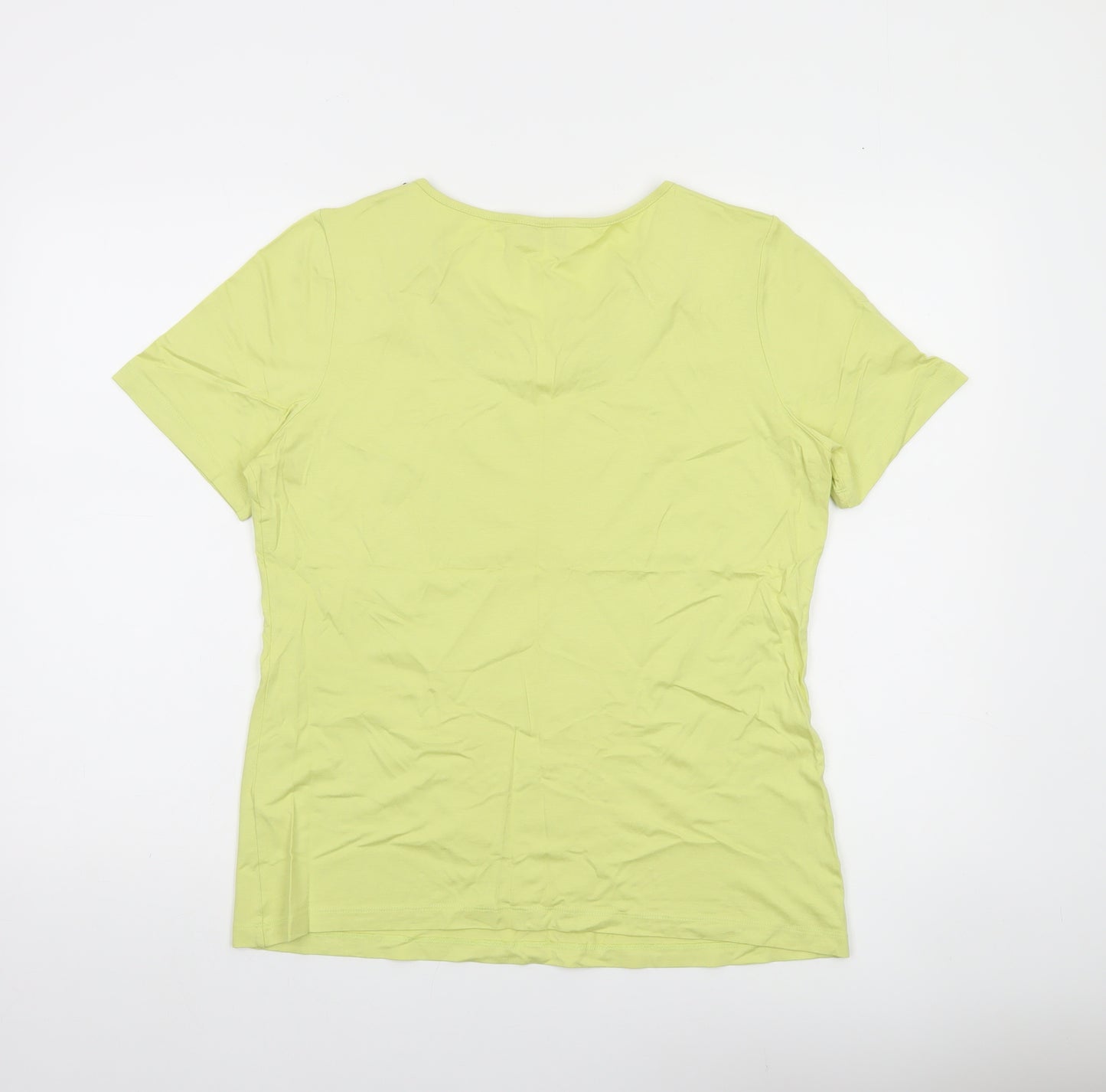 Dunnes Stores Womens Green Beaded Scoop Neck T-Shirt UK 14