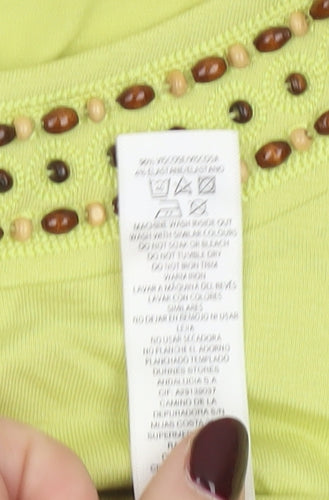 Dunnes Stores Womens Green Beaded Scoop Neck T-Shirt UK 14