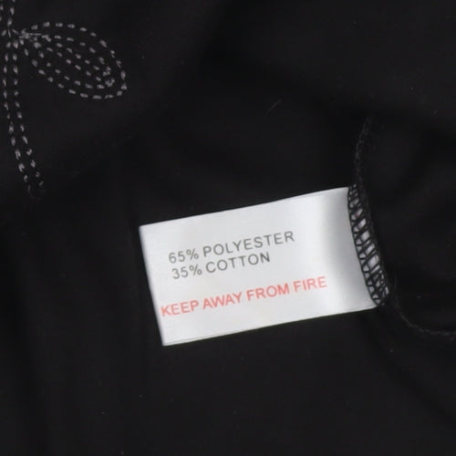 Fay Louise Women’s Black Floral Embroidered T-Shirt Size M