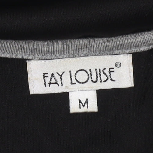 Fay Louise Women’s Black Floral Embroidered T-Shirt Size M