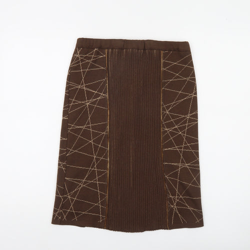 Escolá Womens Brown Geometric Knit Pencil Skirt Size 14