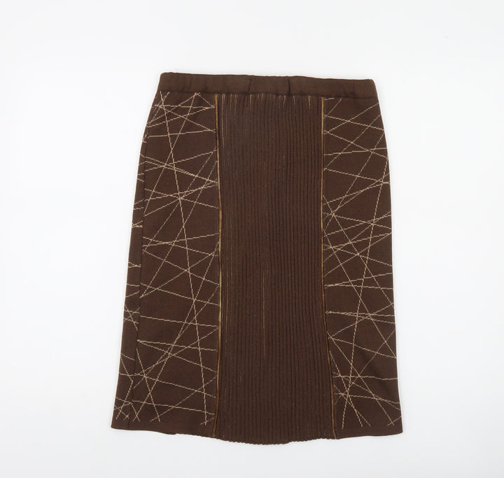 Escolá Womens Brown Geometric Knit Pencil Skirt Size 14