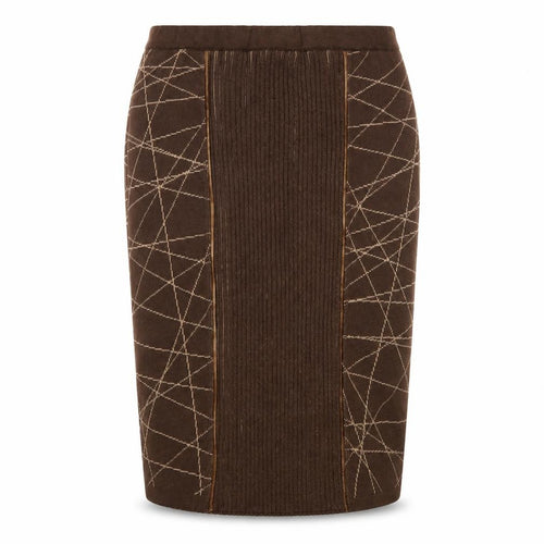 Escolá Womens Brown Geometric Knit Pencil Skirt Size 14