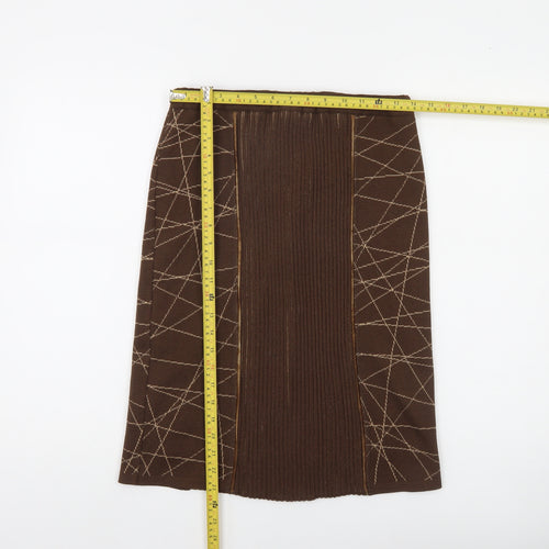 Escolá Womens Brown Geometric Knit Pencil Skirt Size 14