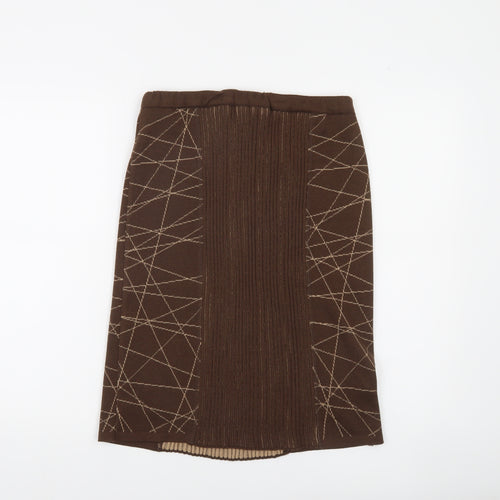 Escolá Womens Brown Geometric Knit Pencil Skirt Size 14