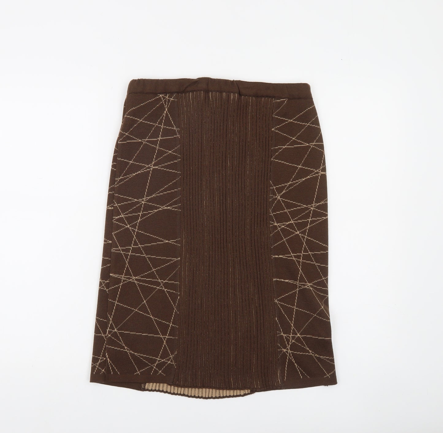 Escolá Womens Brown Geometric Knit Pencil Skirt Size 14
