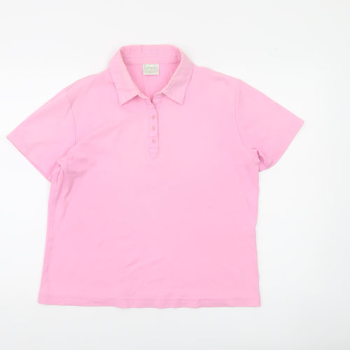 Jumper Womens Pink Cotton Polo Shirt L Collared Short Sleeve Casual