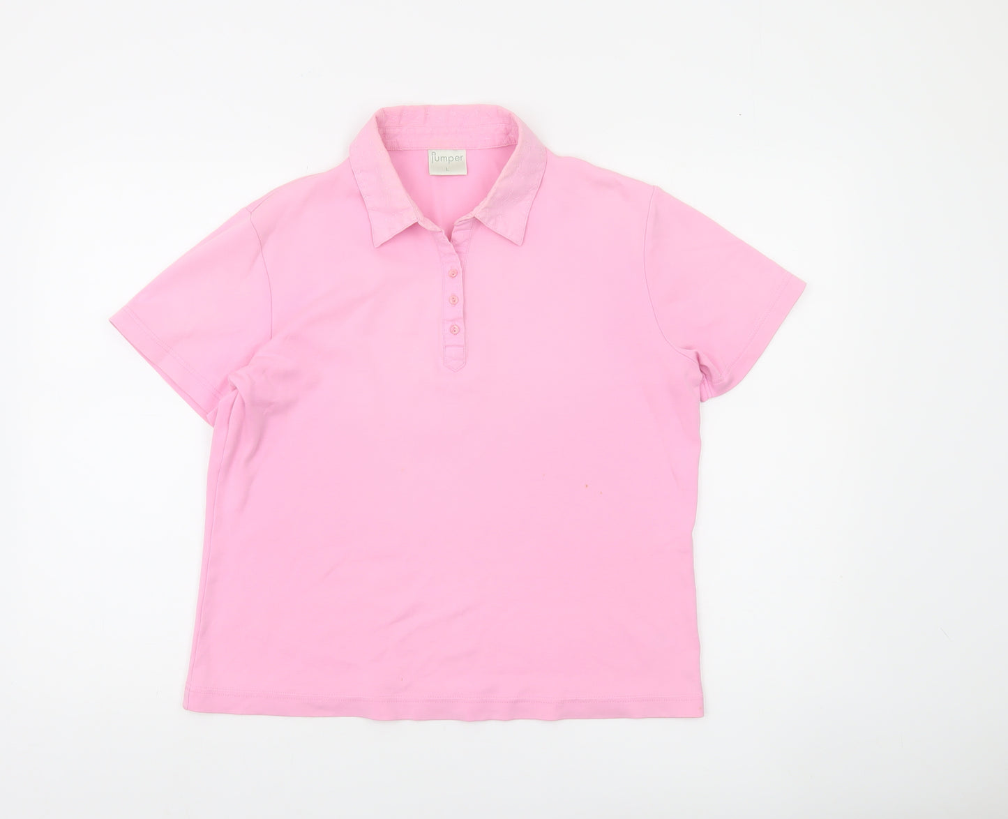 Jumper Womens Pink Cotton Polo Shirt L Collared Short Sleeve Casual