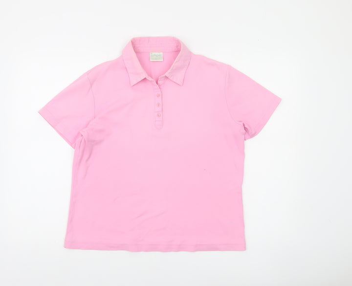 Jumper Womens Pink Cotton Polo Shirt L Collared Short Sleeve Casual