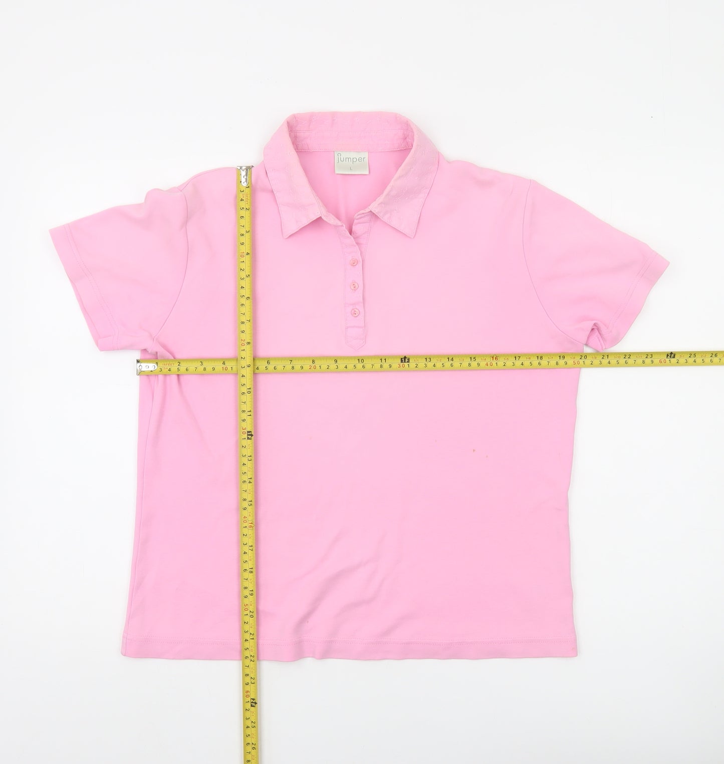 Jumper Womens Pink Cotton Polo Shirt L Collared Short Sleeve Casual