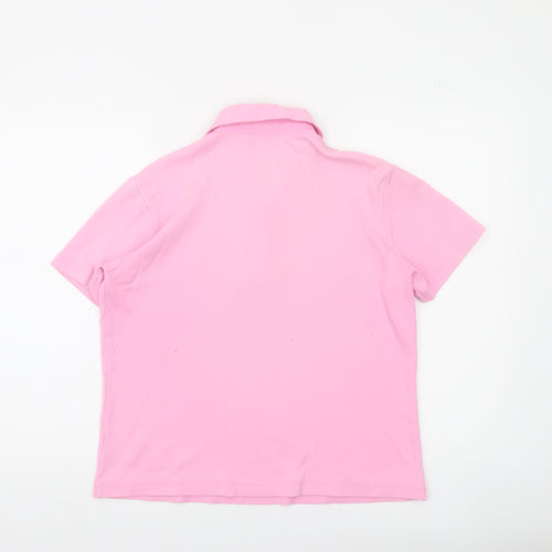 Jumper Womens Pink Cotton Polo Shirt L Collared Short Sleeve Casual