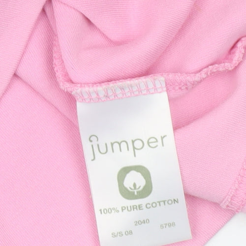 Jumper Womens Pink Cotton Polo Shirt L Collared Short Sleeve Casual