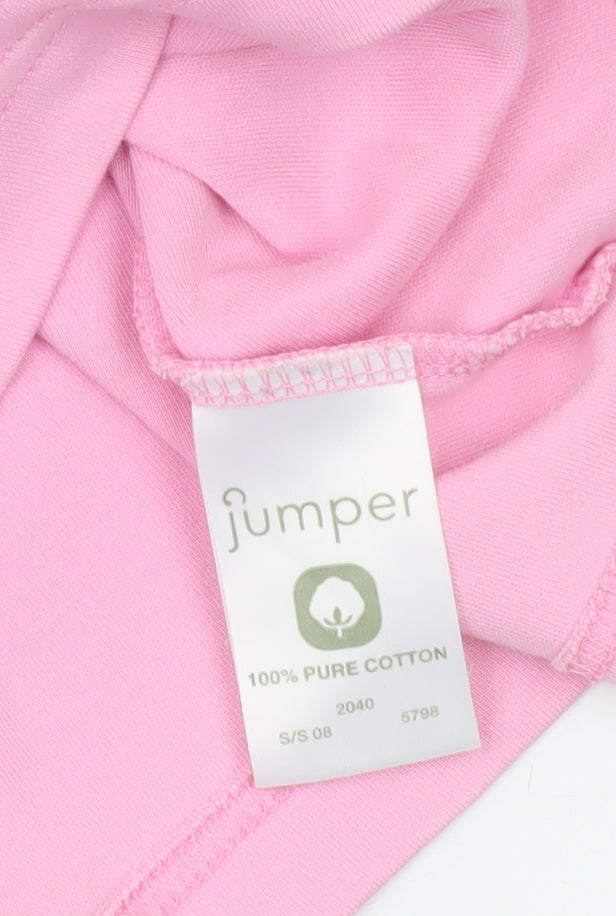 Jumper Womens Pink Cotton Polo Shirt L Collared Short Sleeve Casual
