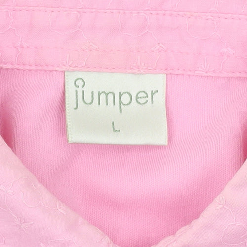 Jumper Womens Pink Cotton Polo Shirt L Collared Short Sleeve Casual