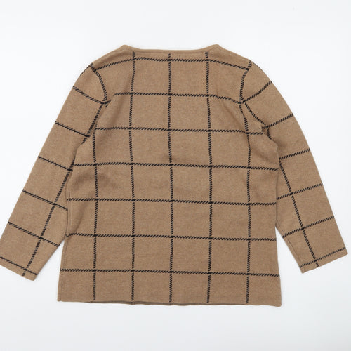 Eastex Women Brown Check Pullover Jumper Size 10 Round Neck Knit