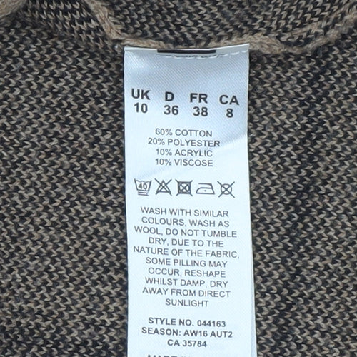 Eastex Women Brown Check Pullover Jumper Size 10 Round Neck Knit