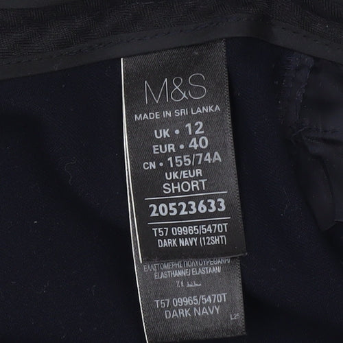Marks and Spencer Womens Blue Size 12 Straight Leg Dress Pants